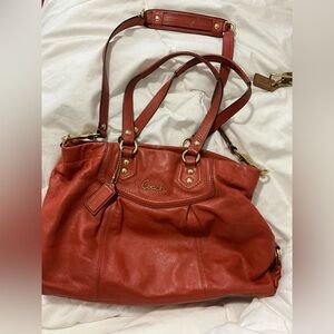 Coach Ashley Leather Convertible Satchel Burnt Orange F19247 Gold Hardware